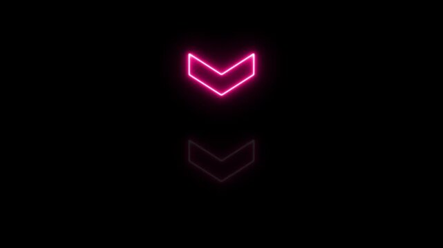 With the arrow logo embellishment and template covering in a realistic isolated neon sign on a black background.Flashing neon icon to the download arrow neon arrow 4k video.