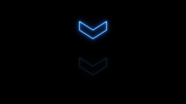 With the arrow logo embellishment and template covering in a realistic isolated neon sign on a black background.Flashing neon icon to the download arrow neon arrow 4k video.
