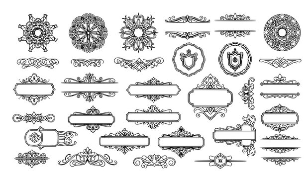 Luxury decorative borders and frames vector collection with mandala ornaments and elegant wedding style elements