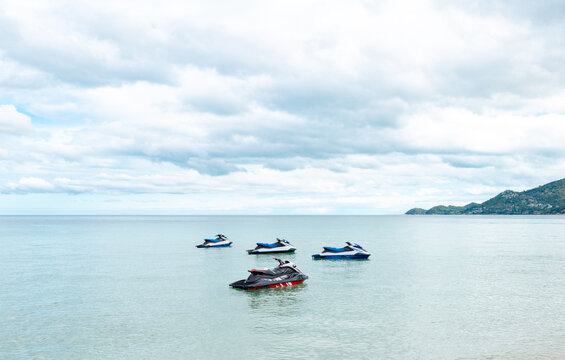 jetskis on chaweng beach koh samui island thailand