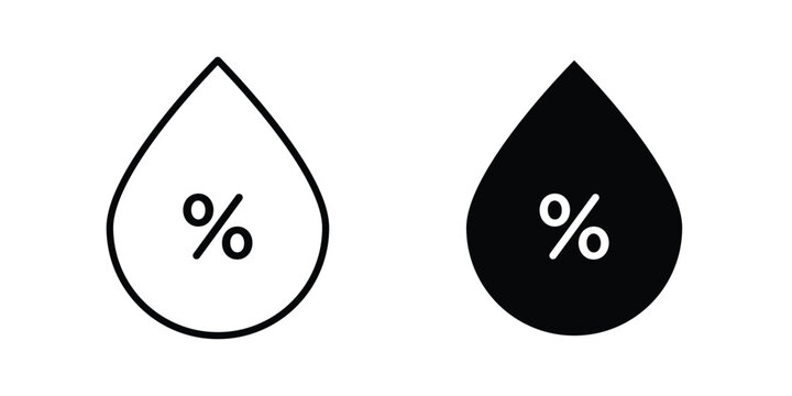 Humidity icon vector graphic clipart and line art style set