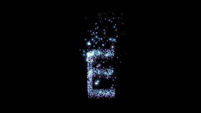 Glowing blue particle letter E on transparent background

Bright blue particles forming letter E with sparkling motion and alpha channel for compositing

