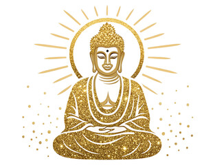 Obraz premium Golden Buddha statue of illustration PNG
