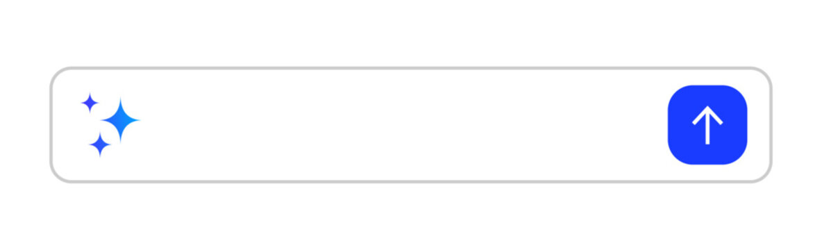Generative ai search bar with sparkle icon, prompt input interface for app ui design, simple modern