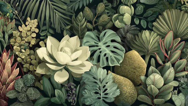 Exploration of tropical plant life in a vibrant garden with diverse leaves and textures