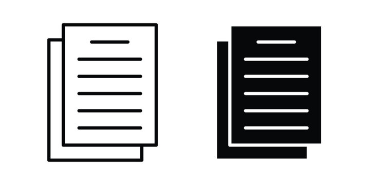 papers icon vector graphic clipart and line art style set