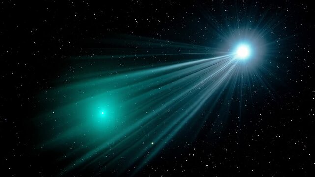 Watch a bright comet cross the night sky with trails of light visible from Earth in this amazing celestial occurrence