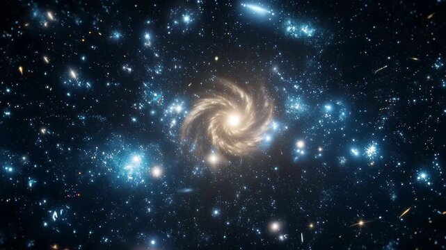 Exploring a vast galaxy filled with numerous stars and celestial bodies in deep space