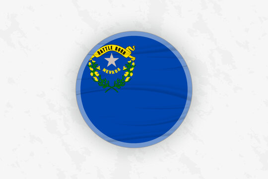 Nevada Flag Circular Sticker Design, National Pride Decal.