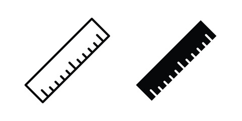 Fototapeta premium Ruler icon vector graphic clipart and line art style set