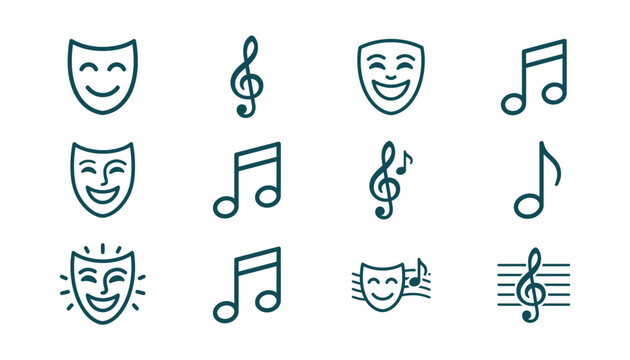 Theatrical drama and music icons combined.