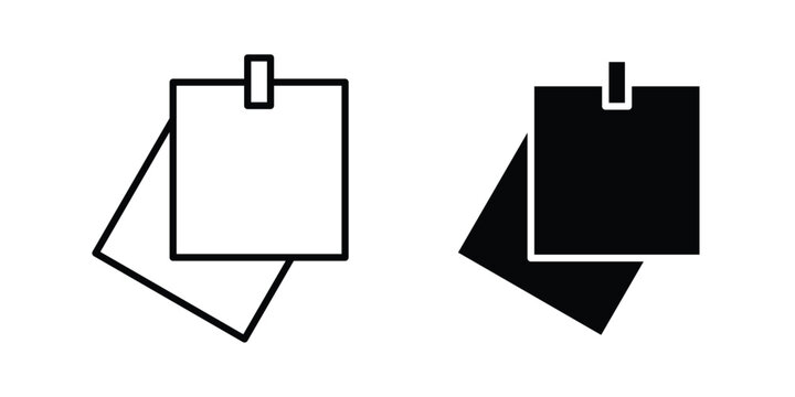 Sticky note icon vector graphic clipart and line art style set
