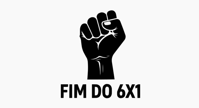 Raised Fist Icon with Fim Do 6x1 Text for Brazil Labor Rights