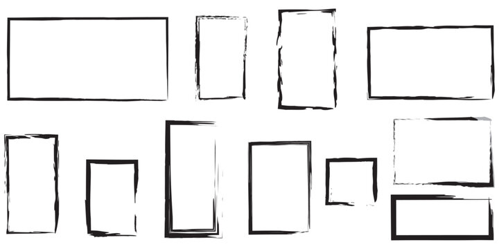 Frame grunge lines collection bundle elements. Rusty border decoration vector illustration.