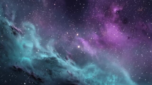 Exploring a colorful view of space with stars and clouds in a vibrant nebula during a clear night