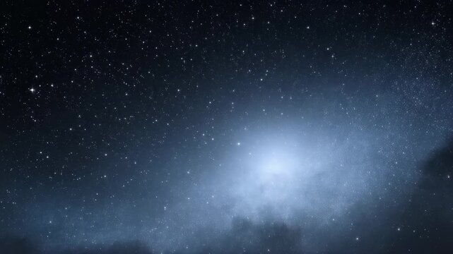 Stars shine brightly in the night sky over a dark landscape showing the beauty of the universe and its endless wonders