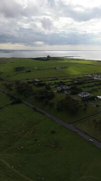 Aerial view of Classiebawn Castle on County Sligo, Ireland