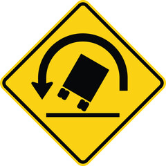 Truck Rollover Warning Left Yellow Diamond Road Sign Vector Illustration  © Griffin9678