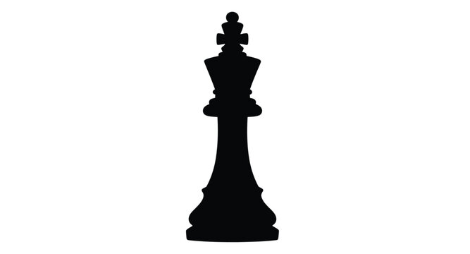 Black chess king silhouette on transparent background