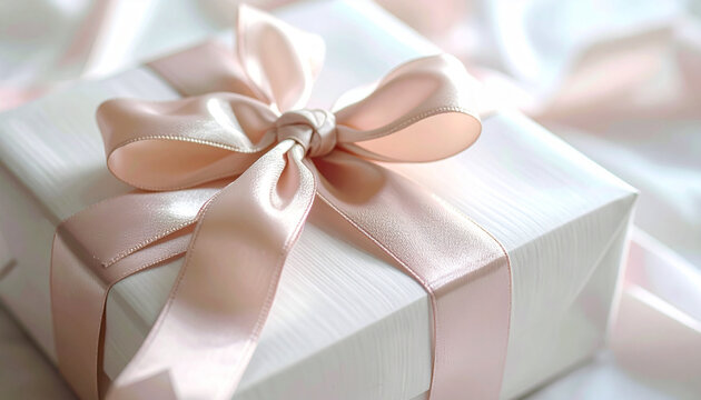 Wrapped gift box with ribbon