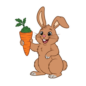 Cartoon style funny rabbit with carrom class