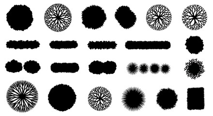 Black Top View Tree and Bush Silhouettes for Architectural and Site Plans © Best Design_Academy