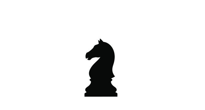 A black chess knight isolated on transparent background silhouette