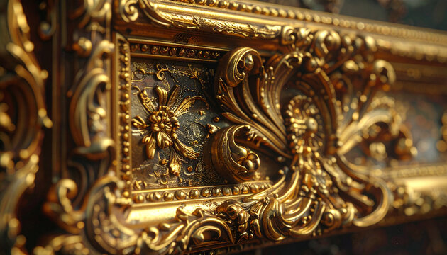 Ornate golden frame antique design with detailed carvings and decorative elements