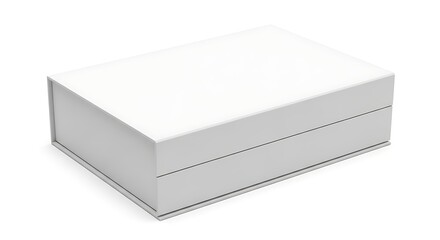 Fototapeta premium A single isolated 3d white cardboard box on a white background, featuring a blank square design for empty paper packaging, a closed carton container, or a professional gift box cover