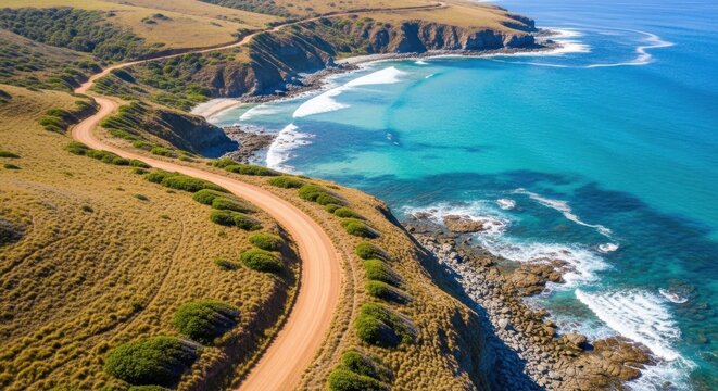 Scenic Coastal Road Along Cliffs with Ocean View