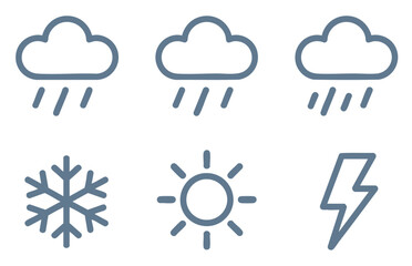 Fototapeta premium Hand drawn weather icons set with sun moon cloud and stars, clean minimal & perfect for baby nursery and cute design.