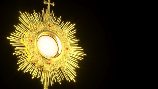 Jesus Cristo na ostens&oacute;rio. Sacramento da Eucaristia. Corpus Christi - Ilustra&ccedil;&atilde;o 3D
