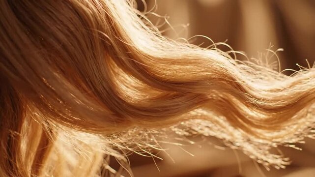 Hair Strands Fluttering in Warm Light in Gentle Indoor Setting
