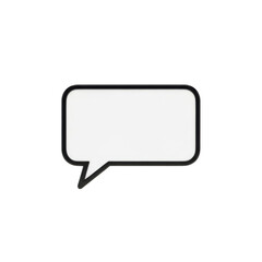 Fototapeta premium Single, perfectly symmetrical, minimalist white speech bubble with crisp black outline and sharp bottom-left pointer, centrally placed on an immaculately clean transparent background with soft yellow