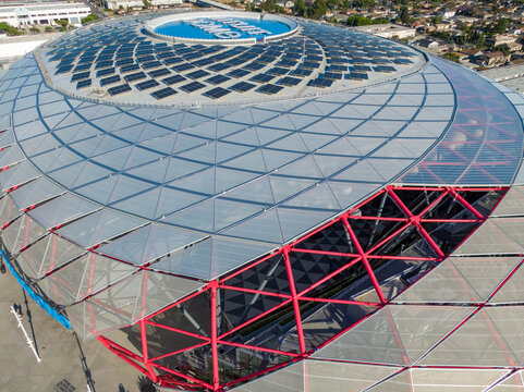 Aerial View of Intuit Dome Gridshell Roof and Diagrid Facade