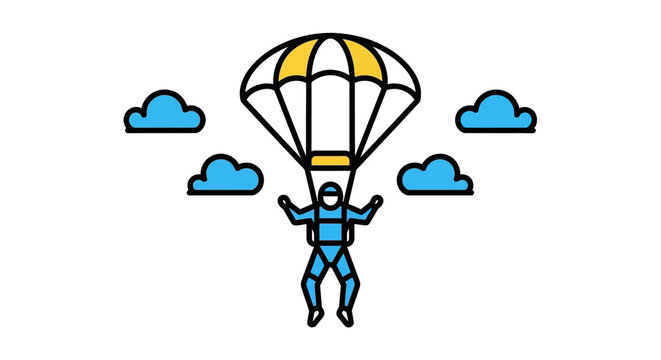 Parachutist in freefall with open parachute.