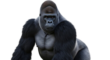 Fototapeta premium Silverback gorilla portrait isolated on transparent background a majestic primate facing forward