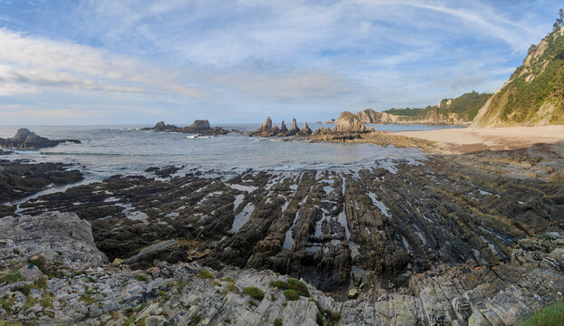 Playa del silencio flysch rock formations in asturias