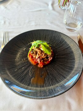 Gourmet Seafood Tartar with Octopus and Tomato Concasse