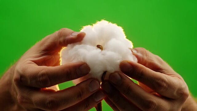 Hands holding a cotton ball close.