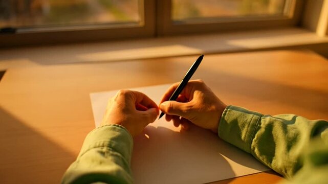 Person writing on a piece paper.