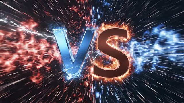 Epic Versus Battle with Fiery Explosions and Electric Energy.