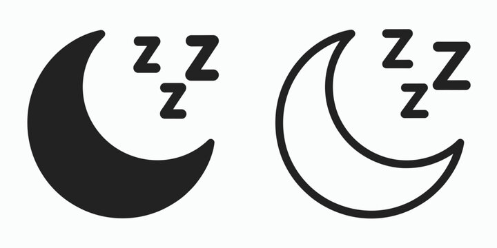 Crescent Moon Sleep Icon with Zzz for Bedtime and Relaxation