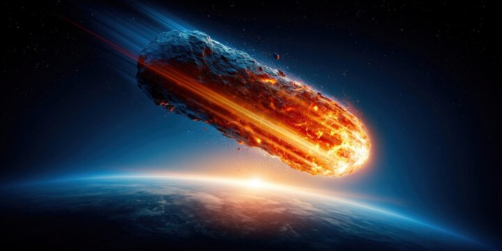Fiery meteorite hurtling towards planet Earth from the vastness of space