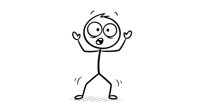 Stick Figure with Surprised Expression.