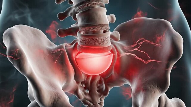 Lumbar Spine Disc Compression and Nerve Pain 3D Visualization