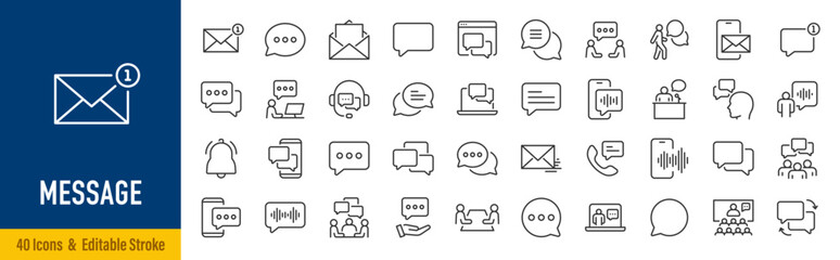 Fototapeta na wymiar Message web icons in line style. Chatting, message, mail, communication, letter. Vector illustration.