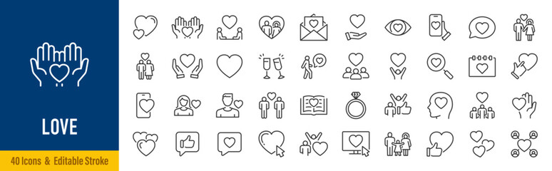 Fototapeta na wymiar Love web icons in line style. Couple, love, heartbeat, romance, feeling, heart. Vector illustration.