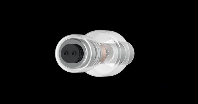 X ray tube, rotation animation seamlessly loopable. 3D rendering isolated on transparent background