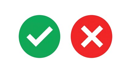 Obraz premium approval and rejection icons in flat design with green check and red cross symbols